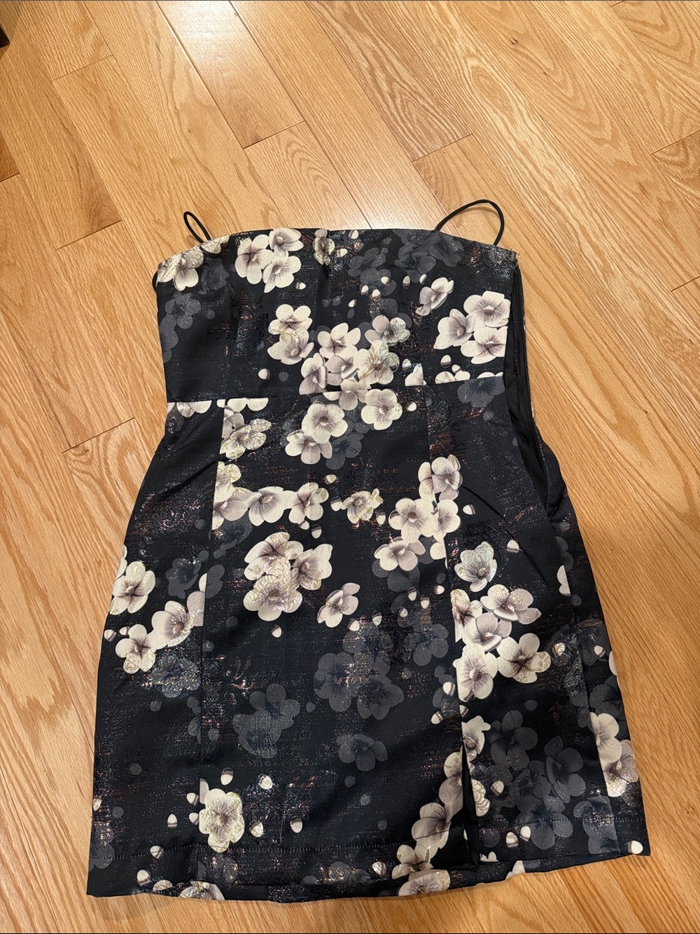 Urban Outfitters Black Strapless Floral Bodycon Dress